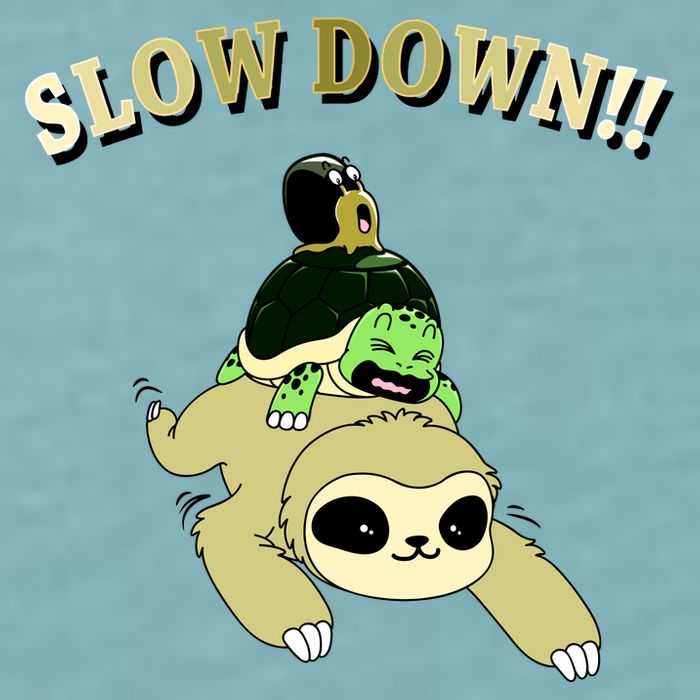Too Fast Turtle Riding Sloth Sueded Cloud Jersey T-Shirt