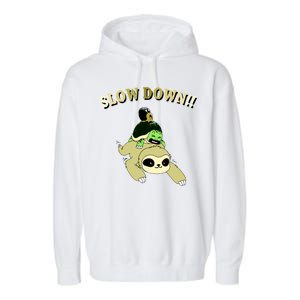 Too Fast Turtle Riding Sloth Garment-Dyed Fleece Hoodie