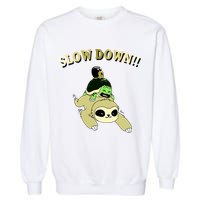 Too Fast Turtle Riding Sloth Garment-Dyed Sweatshirt