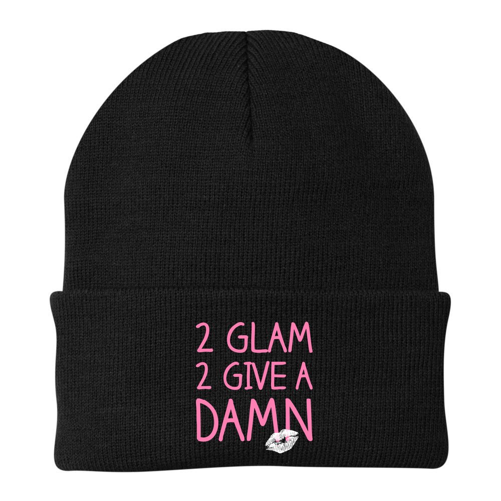 Too Glam To Give A Damn Lipstick Kiss Mark Beanie
