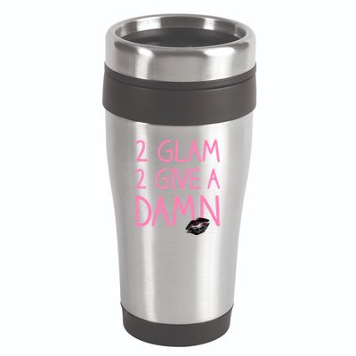 Too Glam To Give A Damn Lipstick Kiss Mark 16oz Travel Tumbler