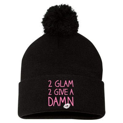 Too Glam To Give A Damn Lipstick Kiss Mark Pom Pom 12in Knit Beanie
