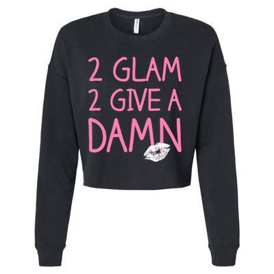 Too Glam To Give A Damn Lipstick Kiss Mark Cropped Pullover Crew
