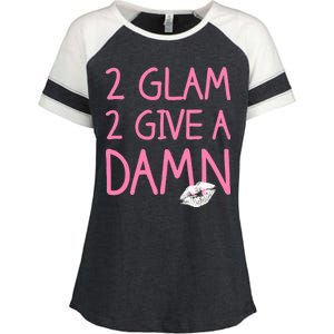 Too Glam To Give A Damn Lipstick Kiss Mark Enza Ladies Jersey Colorblock Tee