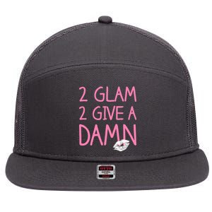 Too Glam To Give A Damn Lipstick Kiss Mark 7 Panel Mesh Trucker Snapback Hat