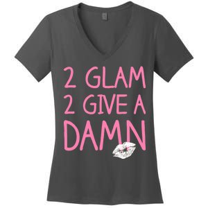 Too Glam To Give A Damn Lipstick Kiss Mark Women's V-Neck T-Shirt