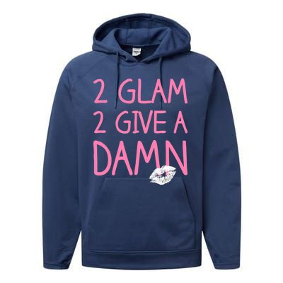 Too Glam To Give A Damn Lipstick Kiss Mark Performance Fleece Hoodie