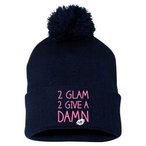 Too Glam To Give A Damn Lipstick Kiss Mark Pom Pom 12in Knit Beanie