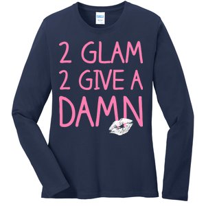 Too Glam To Give A Damn Lipstick Kiss Mark Ladies Long Sleeve Shirt