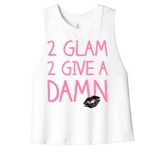 Too Glam To Give A Damn Lipstick Kiss Mark Women's Racerback Cropped Tank