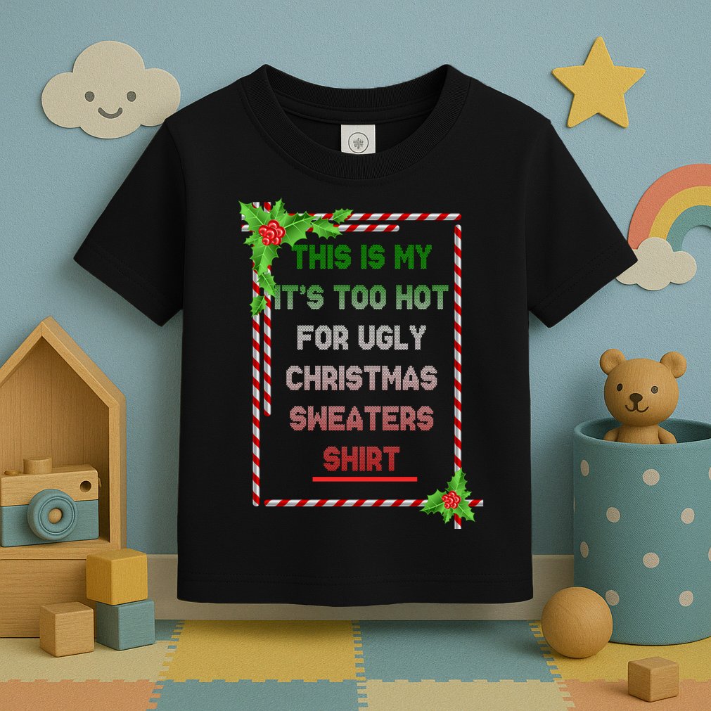 Too Hot For Christmas Sweaters Shirt Toddler T-Shirt