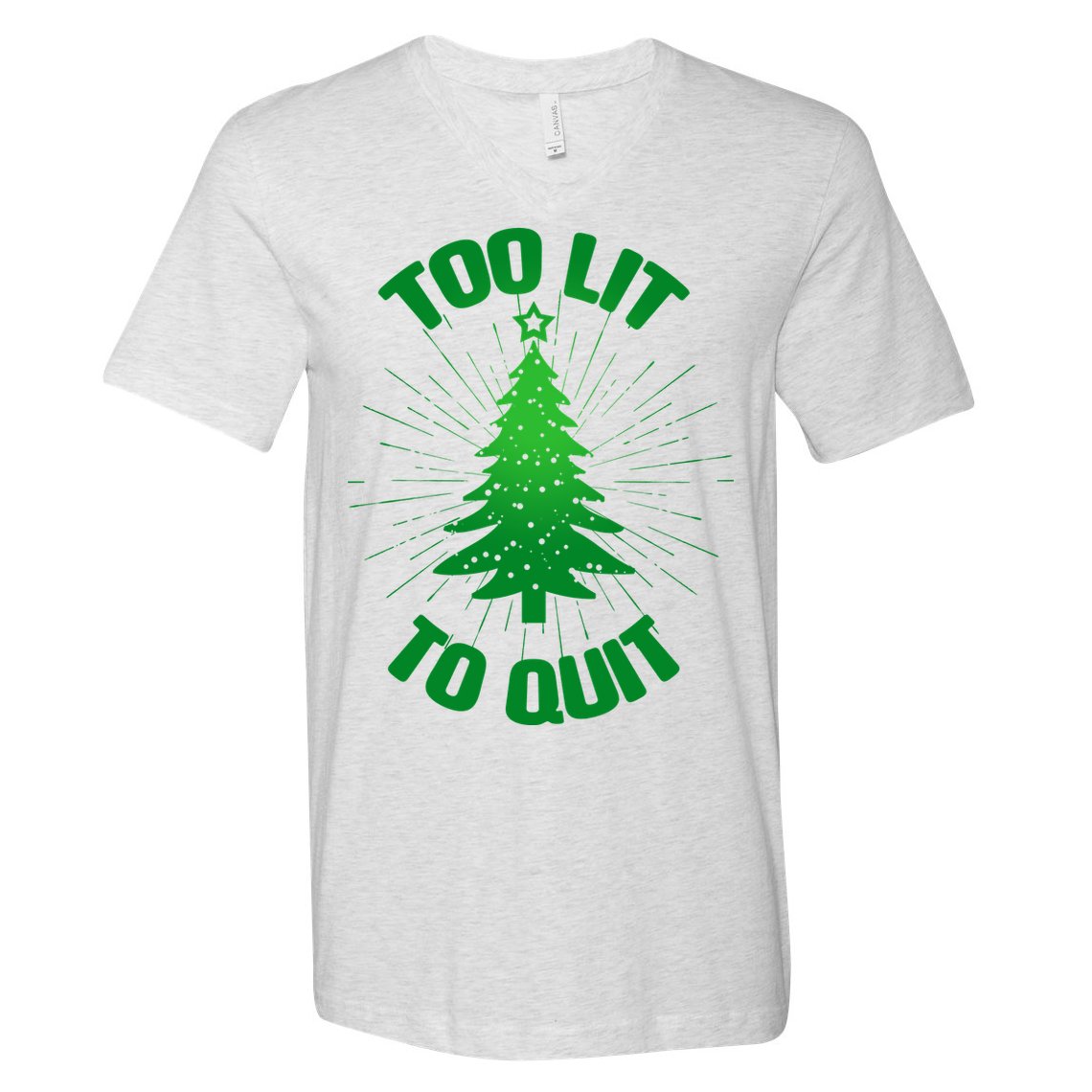 Too Lit Too Quit Funny Christmas Tree V-Neck T-Shirt