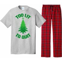 Too Lit Too Quit Funny Christmas Tree Pajama Set