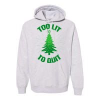 Too Lit Too Quit Funny Christmas Tree Premium Hoodie