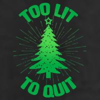 Too Lit Too Quit Funny Christmas Tree 7 Panel Mesh Trucker Snapback Hat
