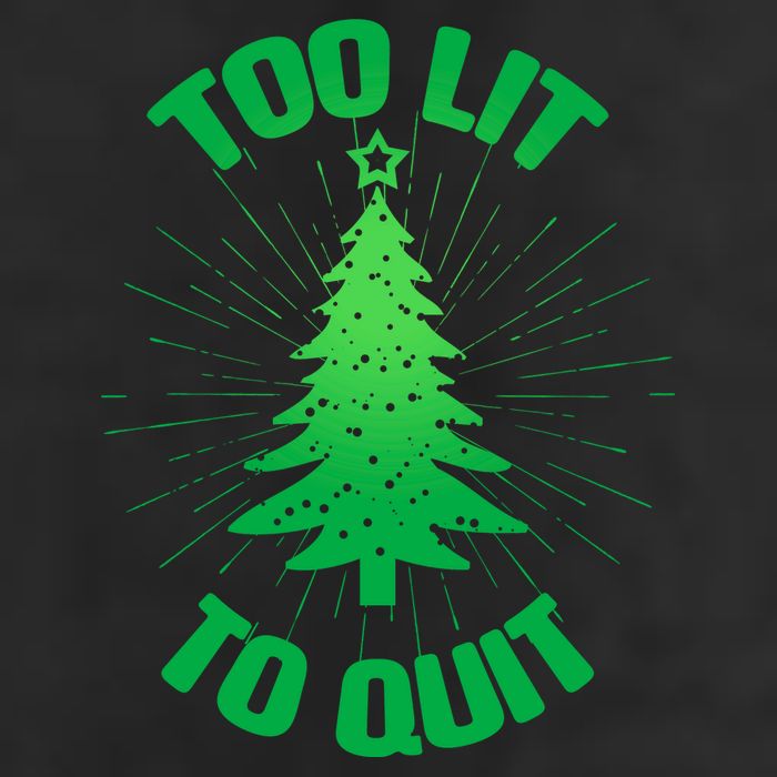 Too Lit Too Quit Funny Christmas Tree 7 Panel Mesh Trucker Snapback Hat