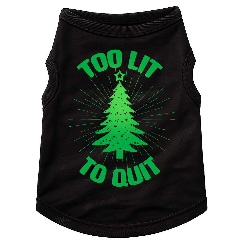 Too Lit Too Quit Funny Christmas Tree Doggie Tank