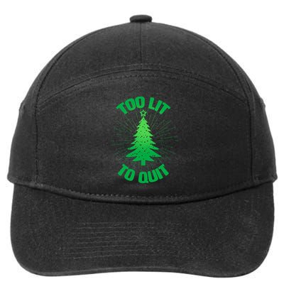 Too Lit Too Quit Funny Christmas Tree 7-Panel Snapback Hat