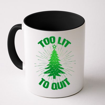 Too Lit Too Quit Funny Christmas Tree Mug