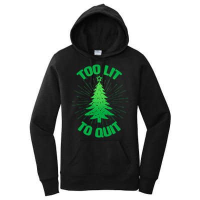 Too Lit Too Quit Funny Christmas Tree Women's Pullover Hoodie