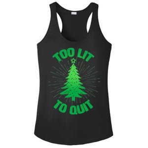 Too Lit Too Quit Funny Christmas Tree Ladies PosiCharge Competitor Racerback Tank