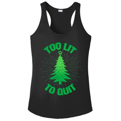 Too Lit Too Quit Funny Christmas Tree Ladies PosiCharge Competitor Racerback Tank