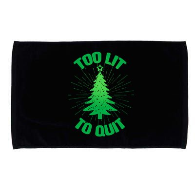 Too Lit Too Quit Funny Christmas Tree Microfiber Hand Towel