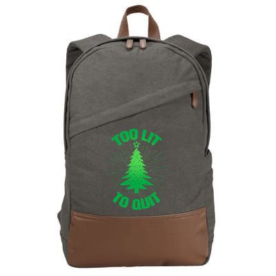 Too Lit Too Quit Funny Christmas Tree Cotton Canvas Backpack