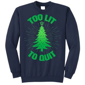 Too Lit Too Quit Funny Christmas Tree Sweatshirt