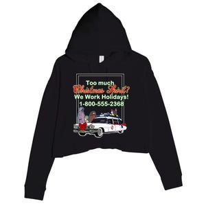 Too Much Christmas Spirit? We Work Holidays! Crop Fleece Hoodie