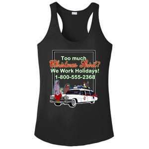 Too Much Christmas Spirit? We Work Holidays! Ladies PosiCharge Competitor Racerback Tank