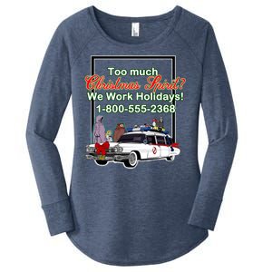 Too Much Christmas Spirit? We Work Holidays! Women's Perfect Tri Tunic Long Sleeve Shirt