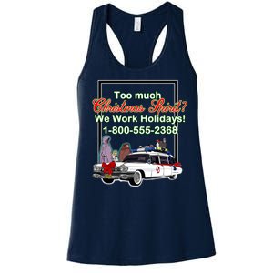 Too Much Christmas Spirit? We Work Holidays! Women's Racerback Tank