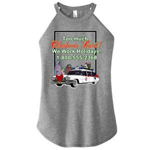 Too Much Christmas Spirit? We Work Holidays! Women's Perfect Tri Rocker Tank