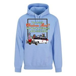 Too Much Christmas Spirit? We Work Holidays! Unisex Surf Hoodie