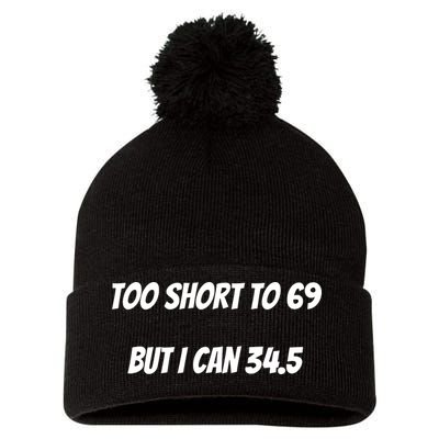 Too Short to 69 But I Can 34.5 Funny Pom Pom 12in Knit Beanie
