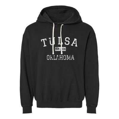 Tulsa Oklahoma OK Vintage Garment-Dyed Fleece Hoodie