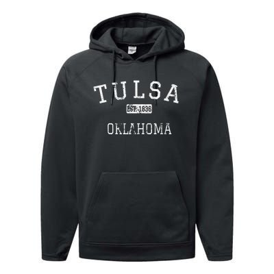 Tulsa Oklahoma OK Vintage Performance Fleece Hoodie