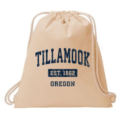 Tillamook Oregon Or Vintage Sports Established Drawstring Bag