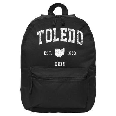 Toledo Ohio Oh Vintage Athletic Sports 16 in Basic Backpack