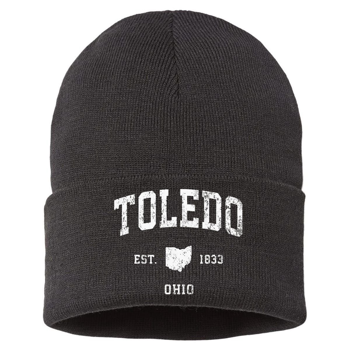 Toledo Ohio Oh Vintage Athletic Sports Sustainable Knit Beanie