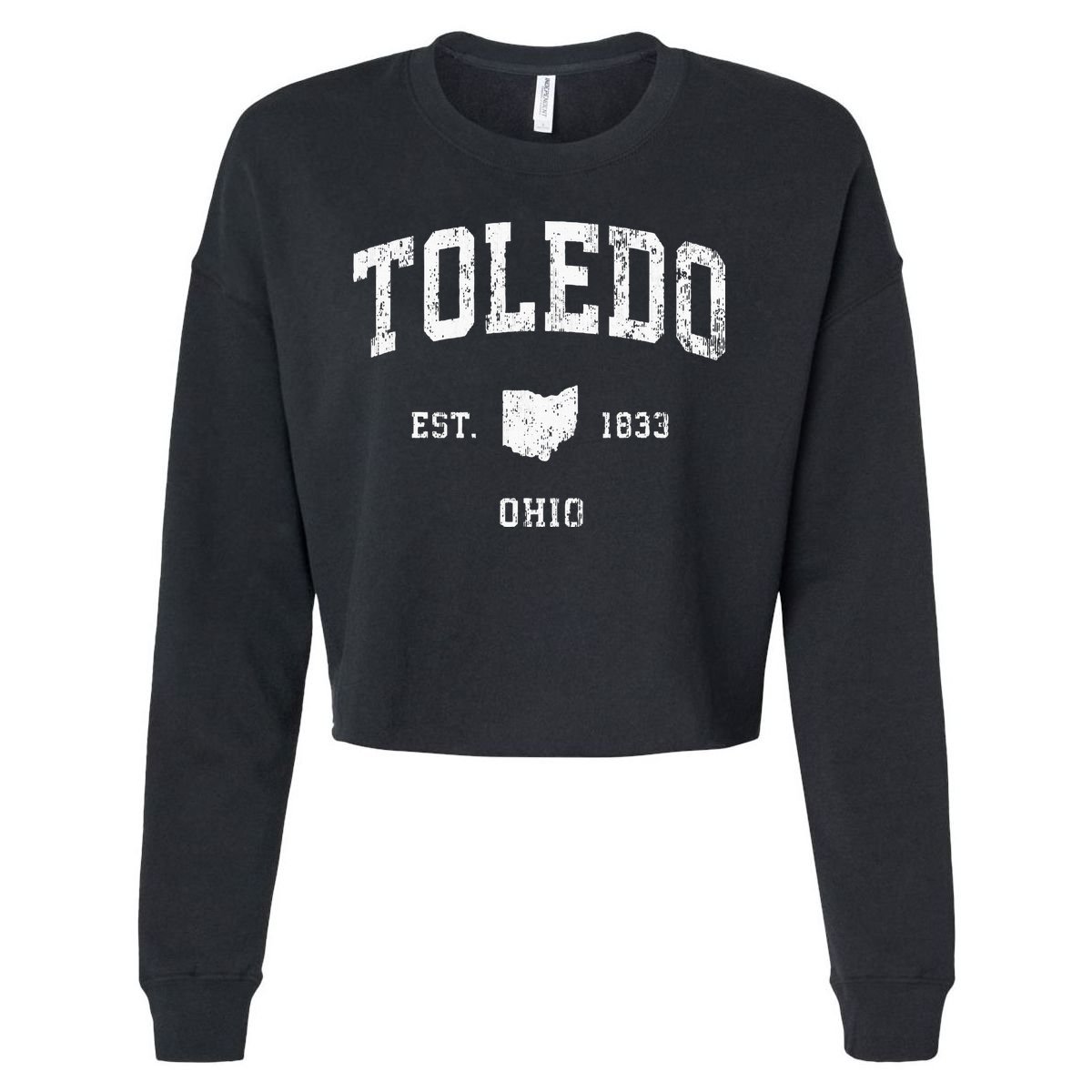 Toledo Ohio Oh Vintage Athletic Sports Cropped Pullover Crew