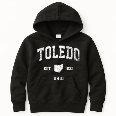 Toledo Ohio Oh Vintage Athletic Sports Kids Hoodie