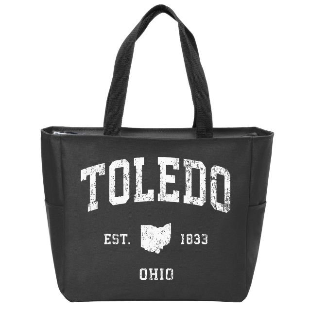 Toledo Ohio Oh Vintage Athletic Sports Zip Tote Bag