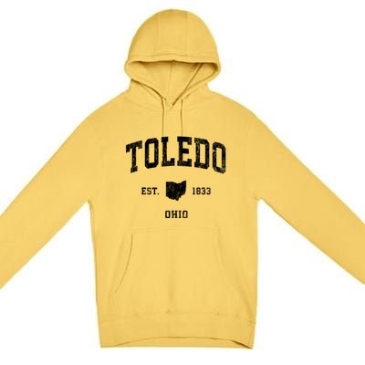 Toledo Ohio Oh Vintage Athletic Sports Premium Pullover Hoodie