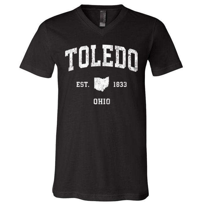 Toledo Ohio Oh Vintage Athletic Sports V-Neck T-Shirt