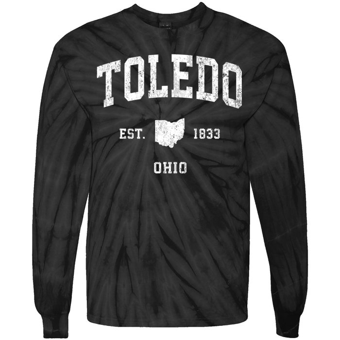 Toledo Ohio Oh Vintage Athletic Sports Tie-Dye Long Sleeve Shirt