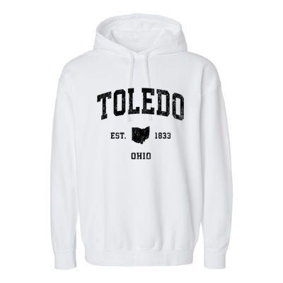 Toledo Ohio Oh Vintage Athletic Sports Garment-Dyed Fleece Hoodie