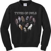 Types Of Owls Educational Cute Owl Lover Kids Sweatshirt