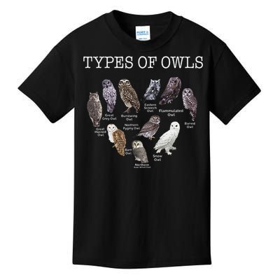 Types Of Owls Educational Cute Owl Lover Kids T-Shirt